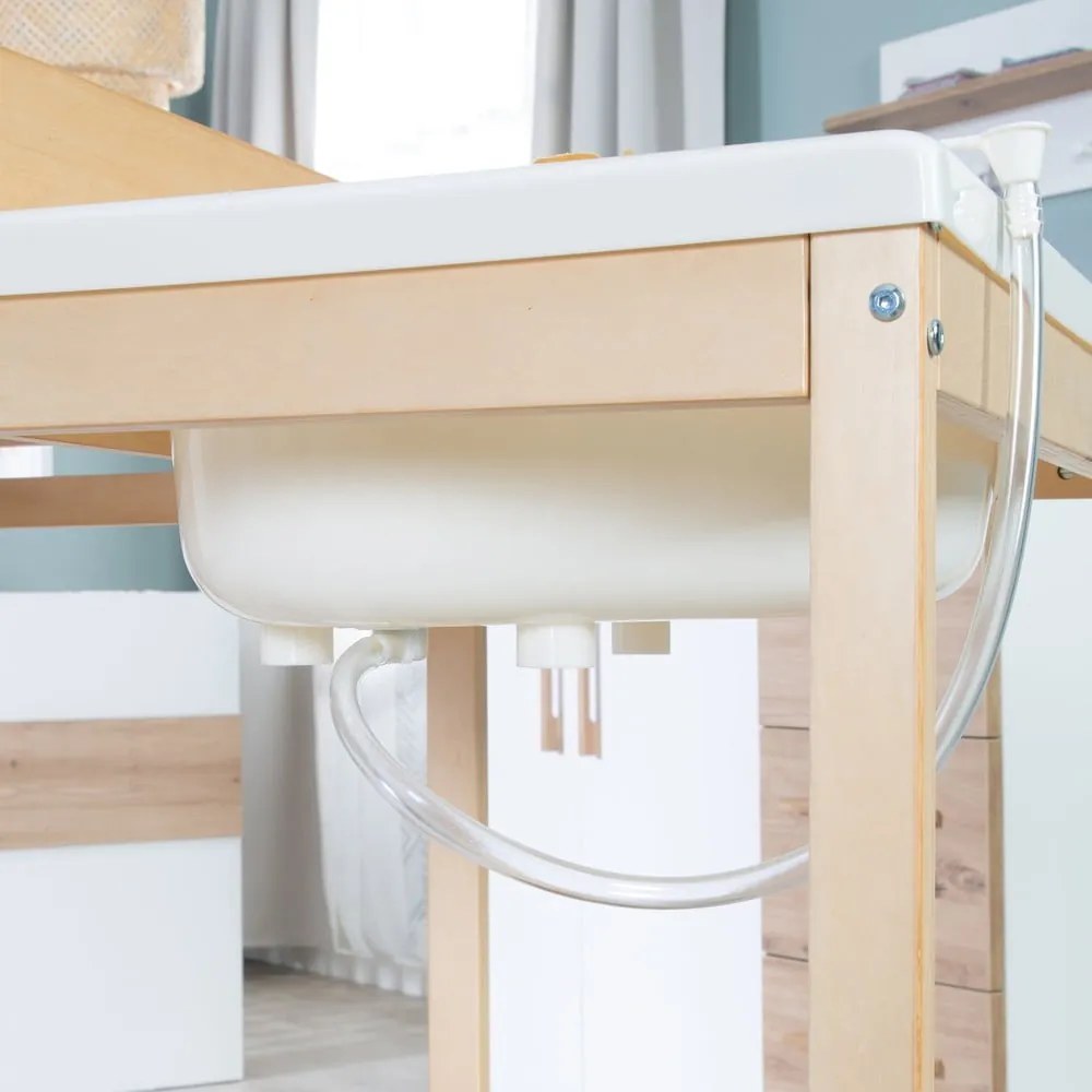 Masă de înfășat albă/în culoare naturală cu aspect de lemn de mesteacăn Baby Pool – Roba