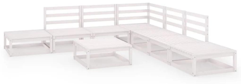3075510 vidaXL Set mobilier de grădină, 8 piese, alb, lemn masiv de pin