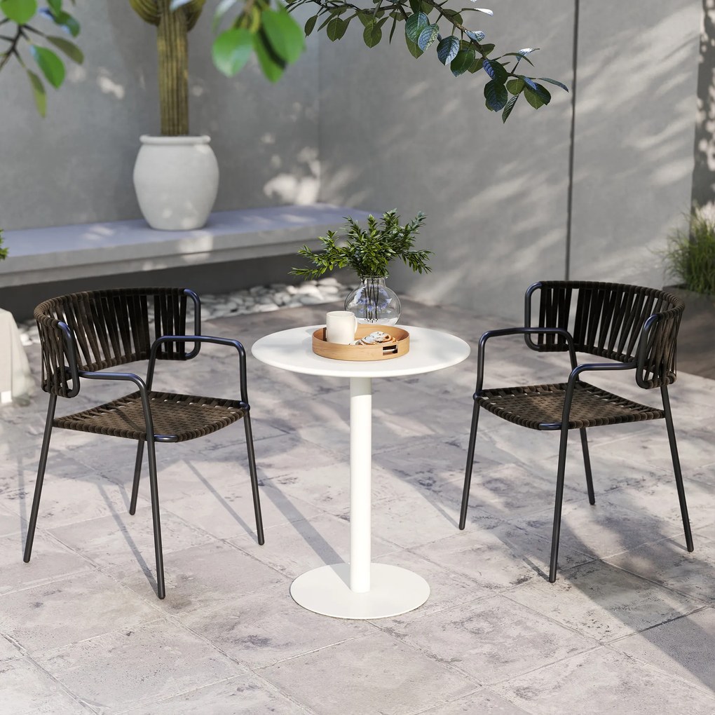 HOMCOM Masă de Dining Rotundă și Modernă pentru 2 Persoane din Oțel, Albă | Aosom Romania