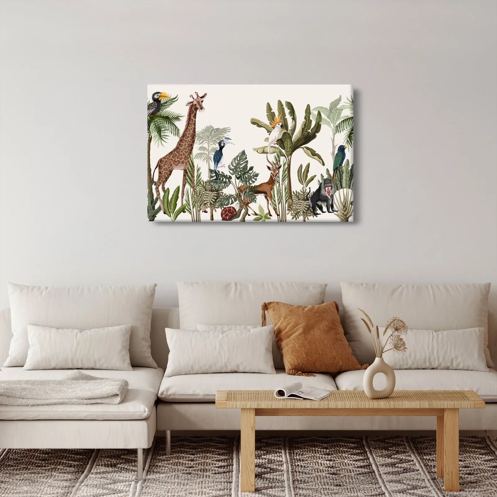 Tablou - Jungla plină de animale (90x60 cm)