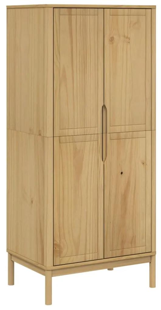 374005 vidaXL Șifonier "FLORO", maro ceruit, 77x53x171 cm, lemn masiv pin