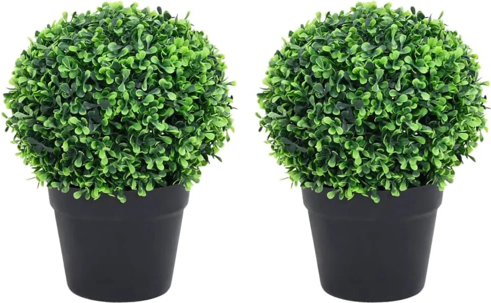 vidaXL Plante artificiale cimișir cu ghiveci, 2 buc. verde 27 cm minge
