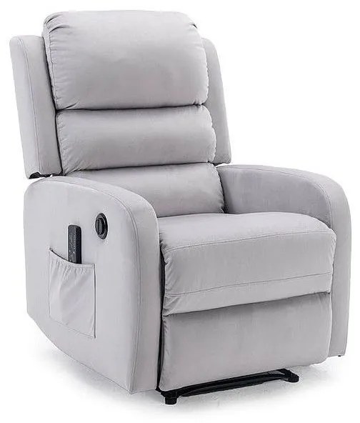 Fotoliu Recliner Tapitat Pegaz M Catifea Gri Deschis Bluvel 03+ Functie de masaj