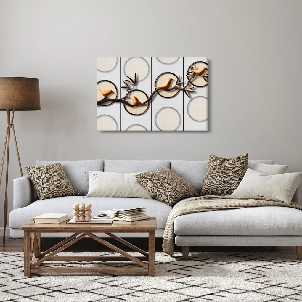 Tablou artistic - Păsărele pe creangă (90x60 cm)