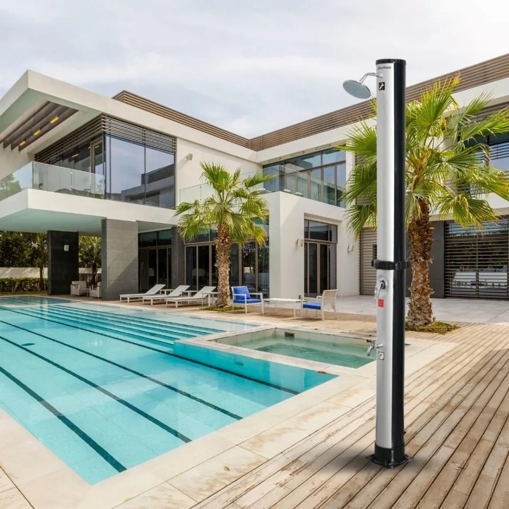 Duș solar KARIBIK, 35 l, argintiu/negru Jurhan