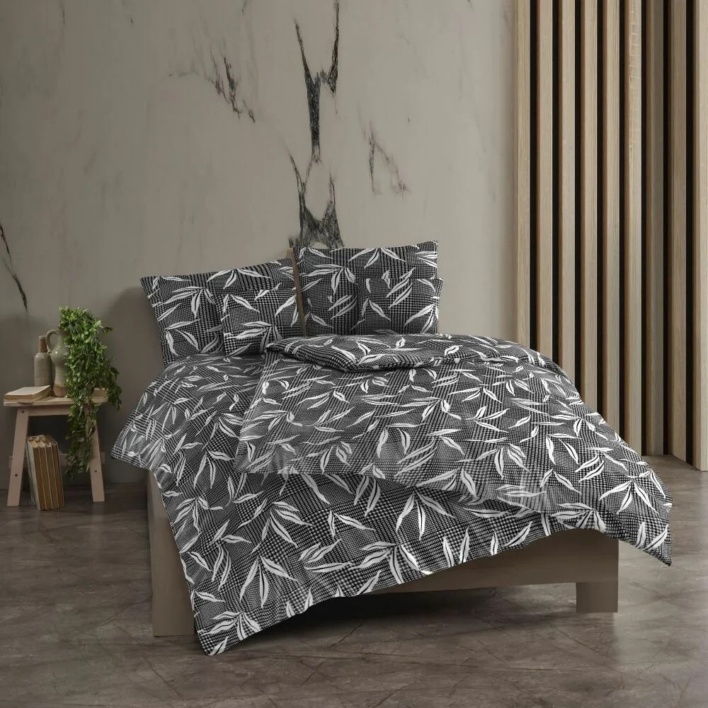 Lenjerie de pat din bumbac Kvalitex Osaka gri, 240 x 220 cm, 2 buc. 70 x 90 cm