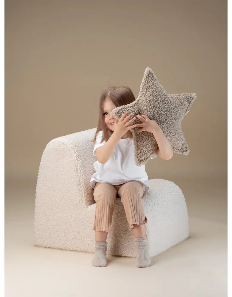 Fotoliu de copii crem cu tapițerie din țesătură bouclé Cloud – Wigiwama