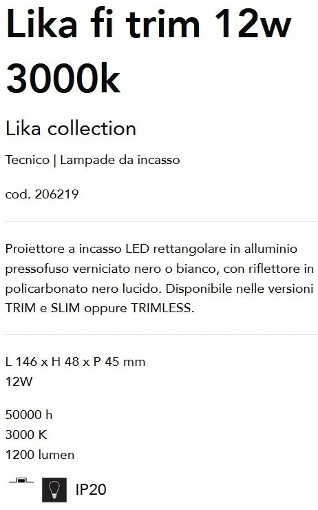 Corp incastrabil cu 5 spoturi LED LIKA FI TRIM 12W 3000K