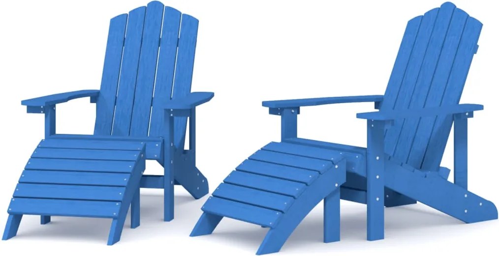 vidaXL Scaune de grădină Adirondack/taburete,2 buc,albastru marin,HDPE