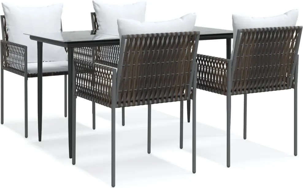 vidaXL Set mobilier de grădină cu perne, 5 piese, poliratan și oțel
