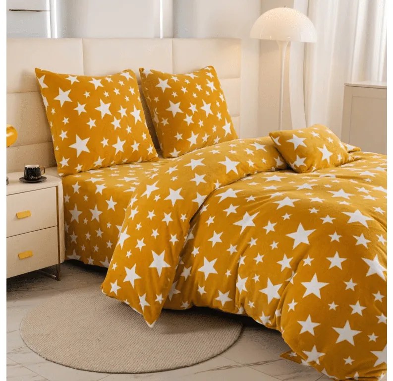 Lenjerie de pat din microfleece STELE galben-portocaliu Dimensiune lenjerie de pat: 70 x 90 cm | 140 x 200 cm