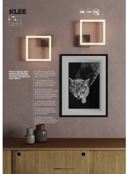 Redo 01-1639 - Plafonieră LED reglabilă KLEE LED/30W/230V 45x45 cm aurie