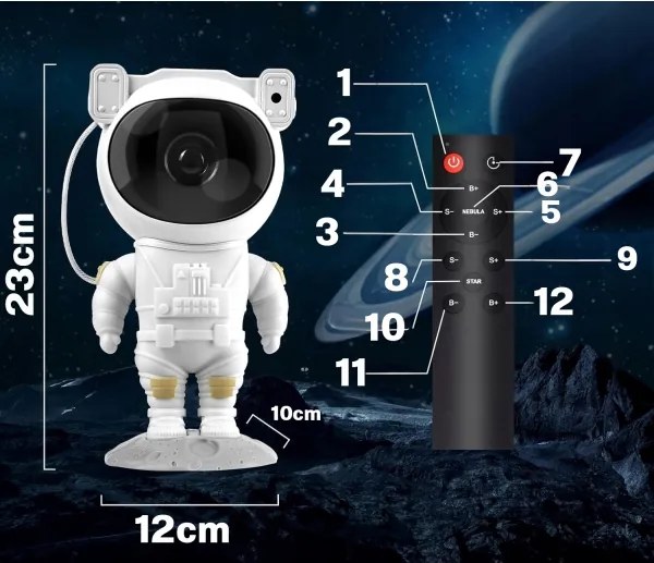 Proiector RGB LED în formă de astronaut, 5W/5V, cu telecomandă