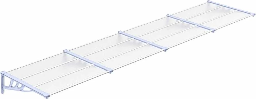 vidaXL Copertină de ușă, gri și transparent, 396x90 cm, policarbonat