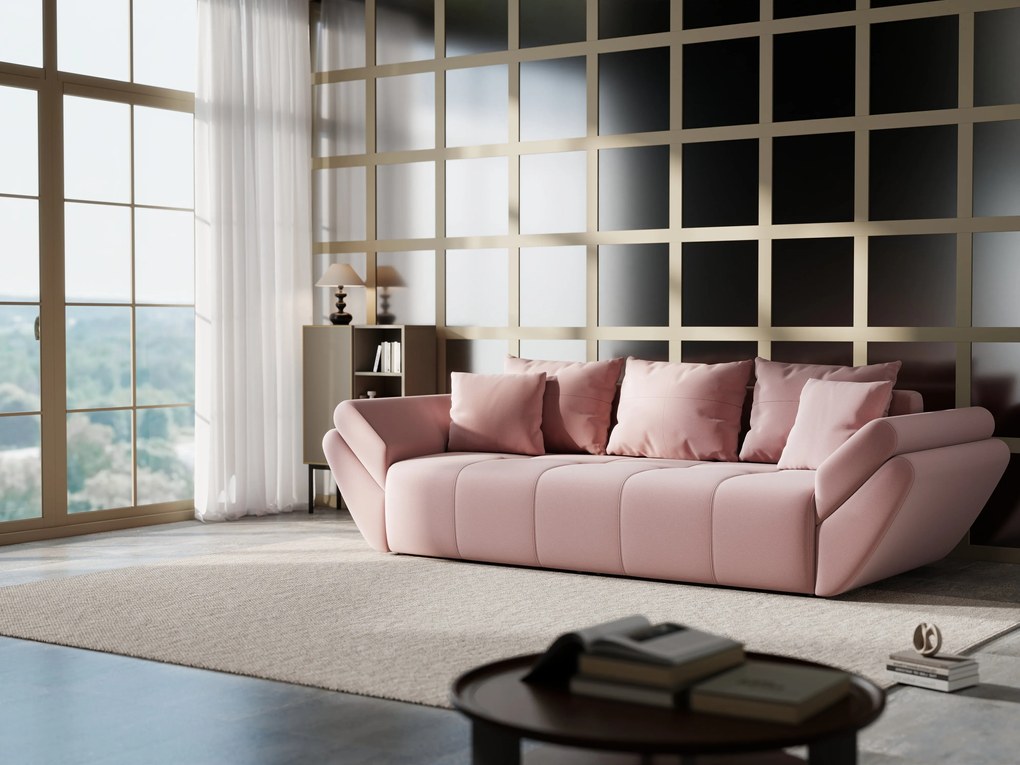 Canapea extensibilă dumonde cu ladă de depozitare si sezut confortabil din spuma high-density, Berlin Royal Pink 250x100 cm