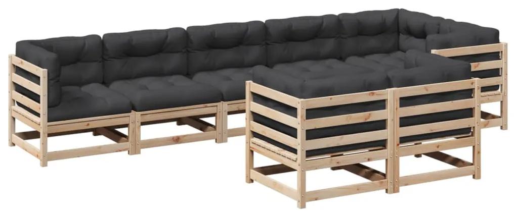 3299504 vidaXL Set canapea de grădină cu perne, 8 piese, lemn masiv de pin