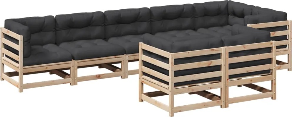 vidaXL Set canapea de grădină cu perne, 8 piese, lemn masiv de pin