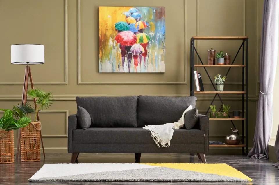 Canapea cu 2 locuri Bella Sofa, Antracit, Poliester