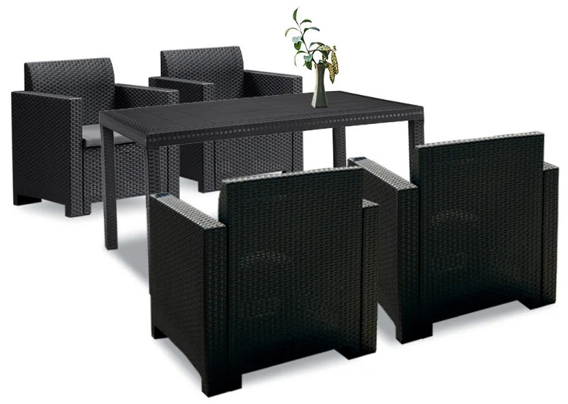 Set mobilier de grădină Nero IV cu 4 locuri, grafit