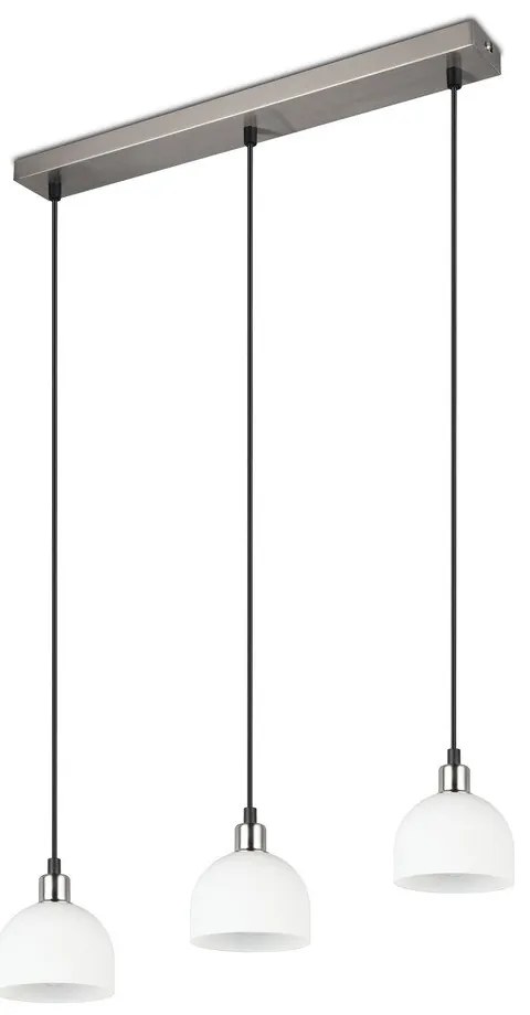 Lustră albă/argintie cu abajur din sticlă Molly – Trio