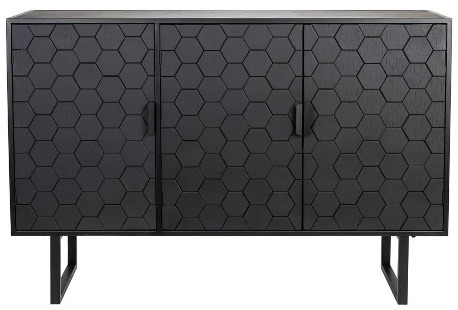 Comodă neagră joasă din lemn de pin 135x90 cm Linc – White Label