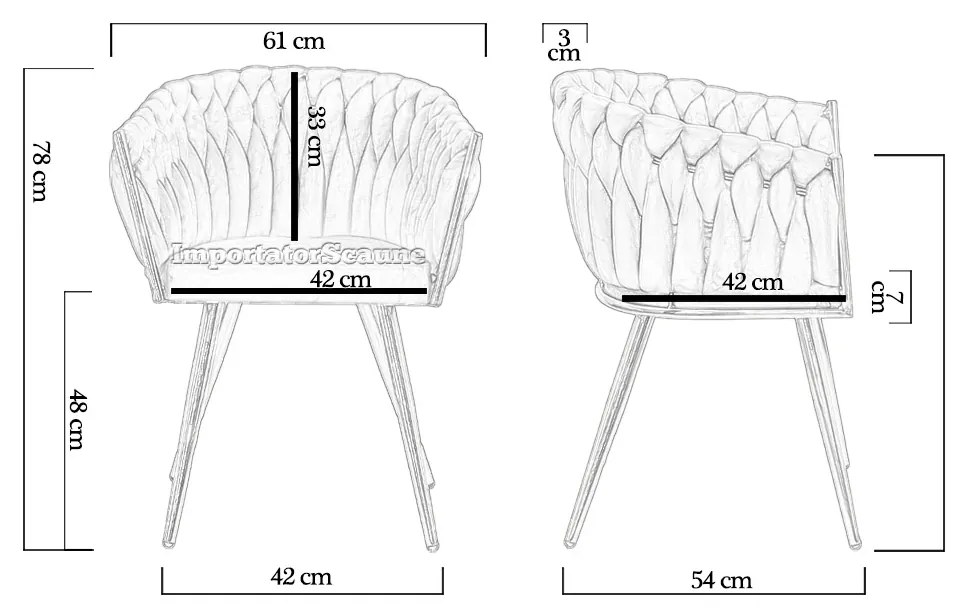 Scaun living verde BUC 261 din catifea cu cadru auriu metalic