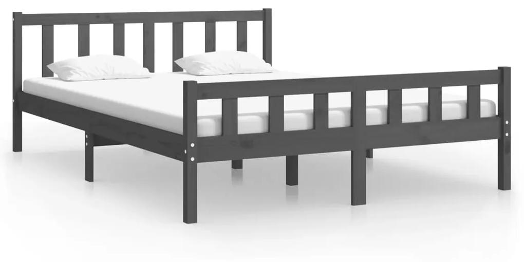 810676 vidaXL Cadru de pat, gri, 120x200 cm, lemn masiv