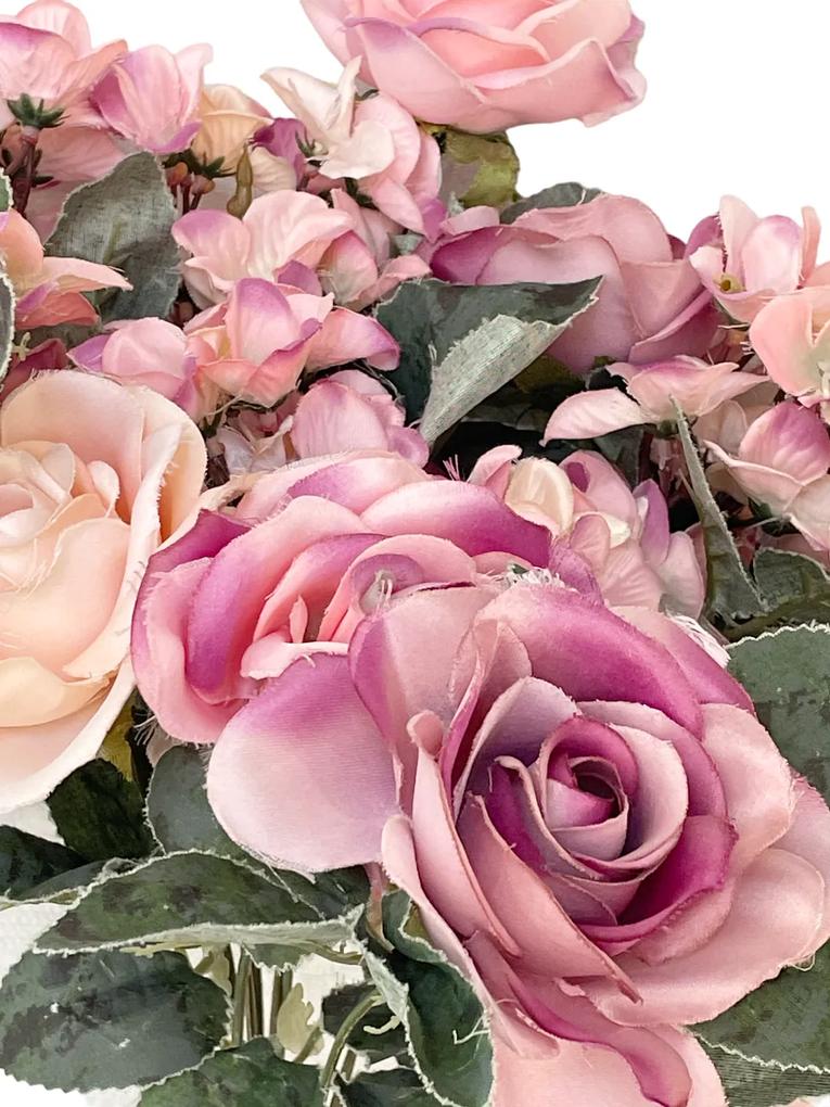 Trandafiri roz artificiali FERGIE, 45cm