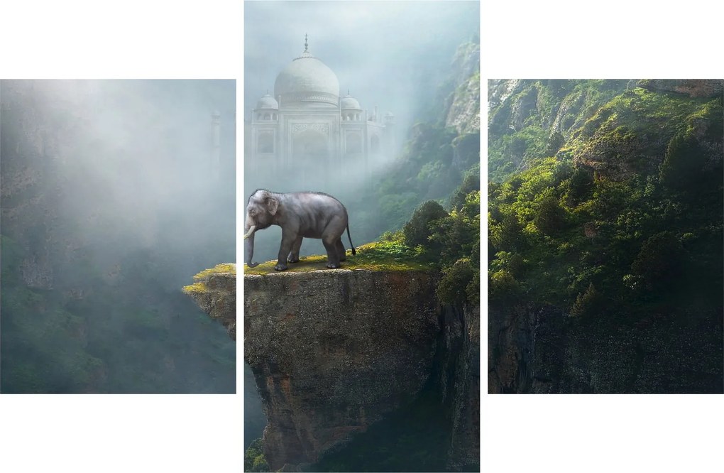 Tablou - Elefant în vârful Taj Mahalului (90x60 cm)