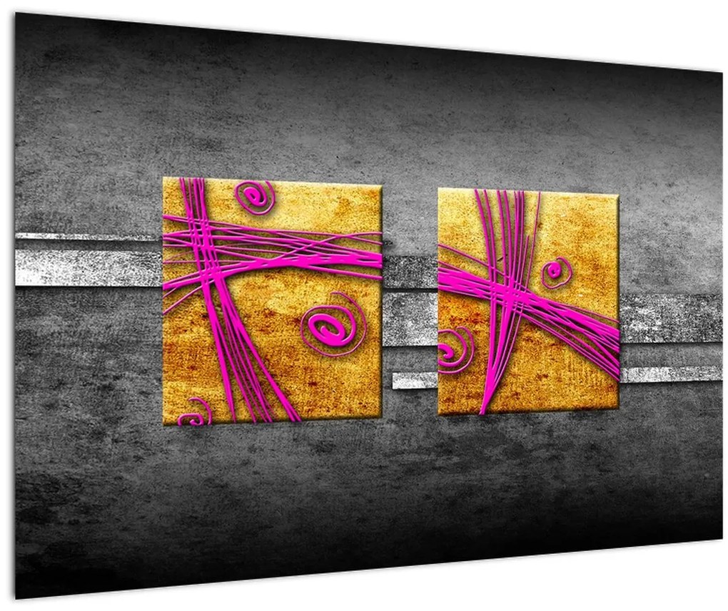 Tablou - Pătratr colorate pe fond negru (90x60 cm)