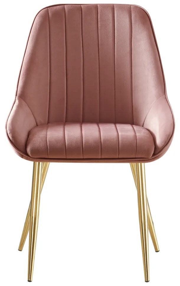 Scaun de dining, roz tesatura Velvet gold crom-auriu, PERLIA