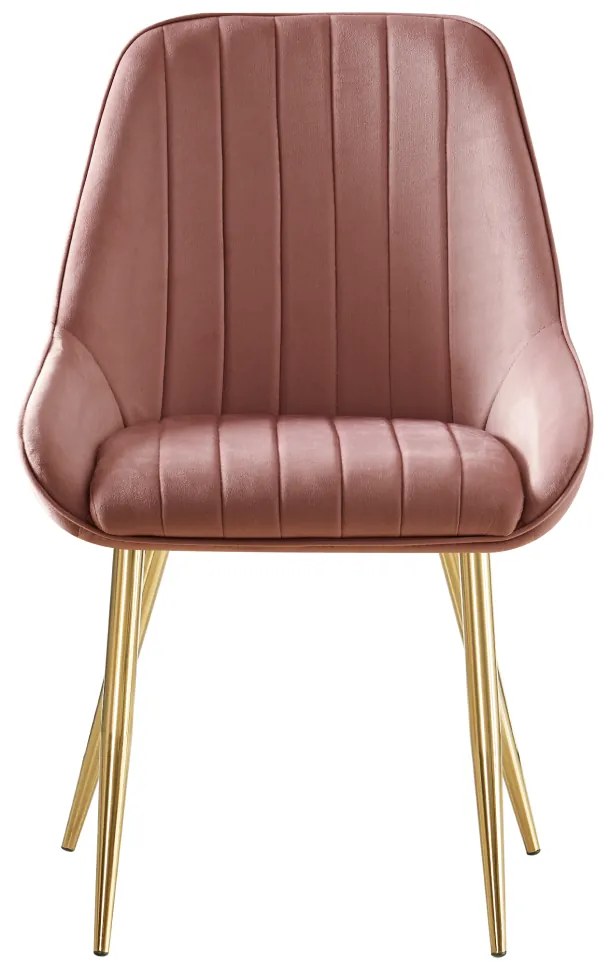 Scaun de dining sufragerie, roz tesatura stofa Velvet gold crom-auriu, roz/crom auriu, stofa textil