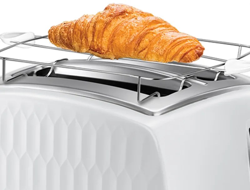 Resigilat: Prajitor de paine Russell Hobbs 26060-56, 850W, 2 felii, Orificii late, Dezghetare, Alb