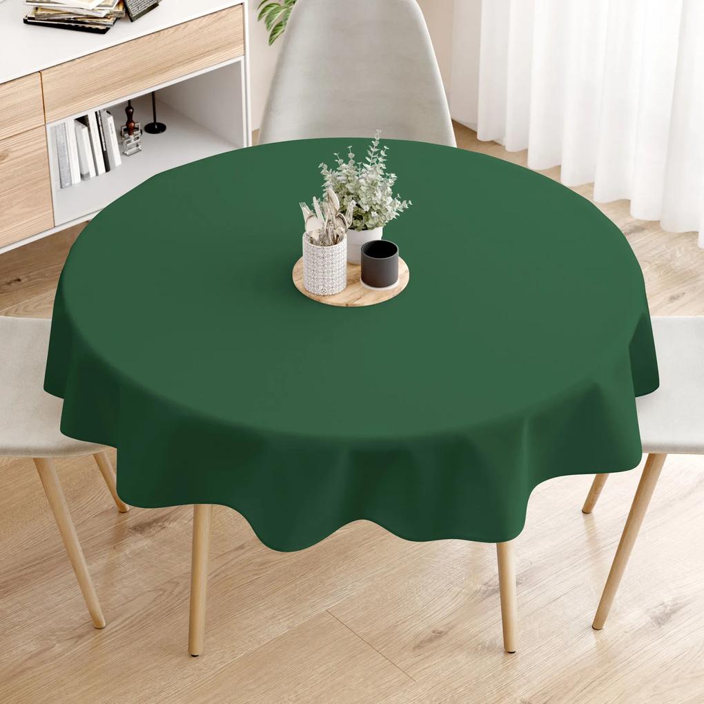 Goldea față de masă loneta - verde închis - rotundă Ø 120 cm