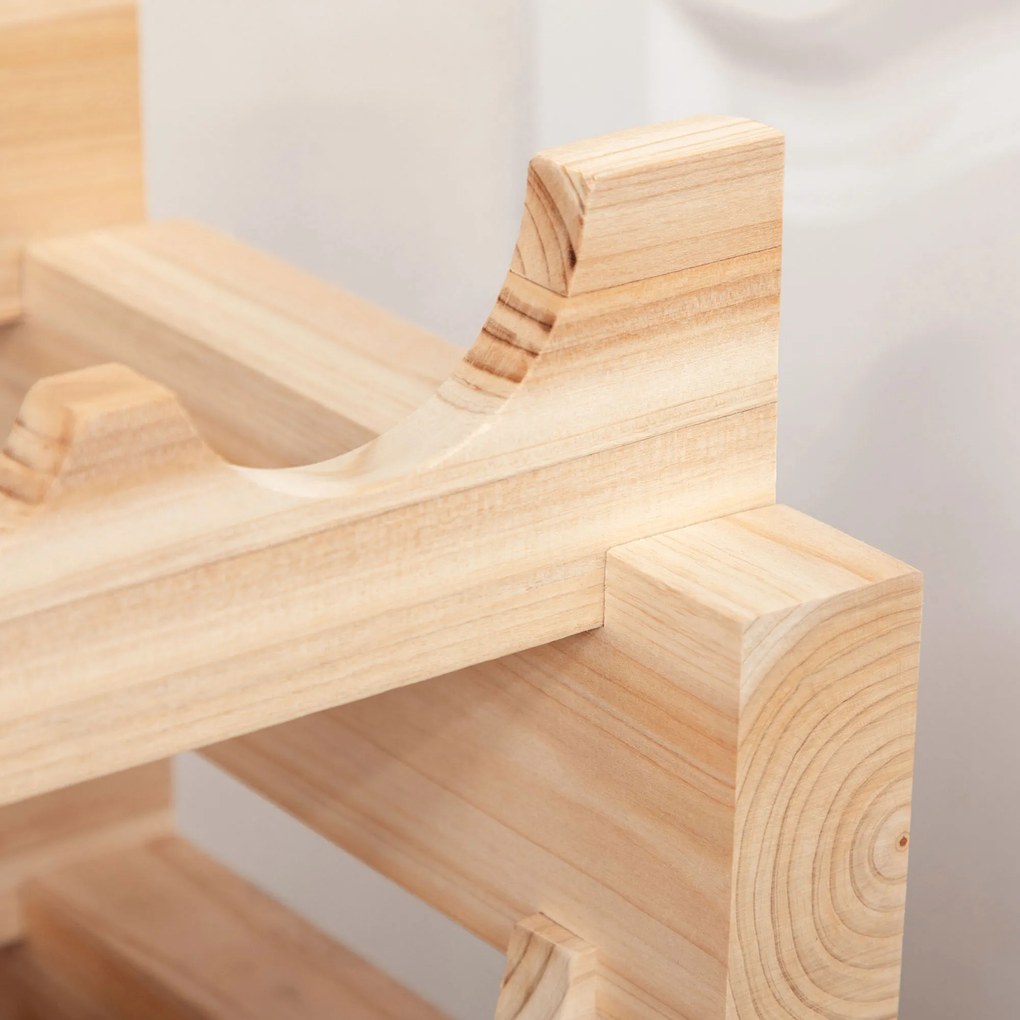 HOMCOM Suport pentru 36 sticle, etajeră pentru vin cu 3 niveluri modulare, 114×28×42,5cm, lemn natural | Aosom Romania