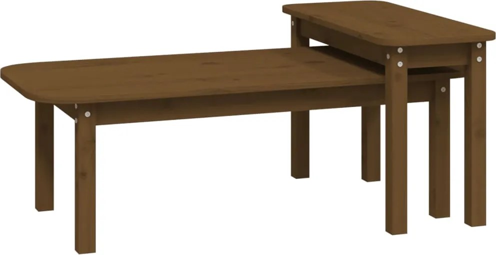 vidaXL Set măsuțe de cafea, 2 piese, maro miere, lemn masiv de pin