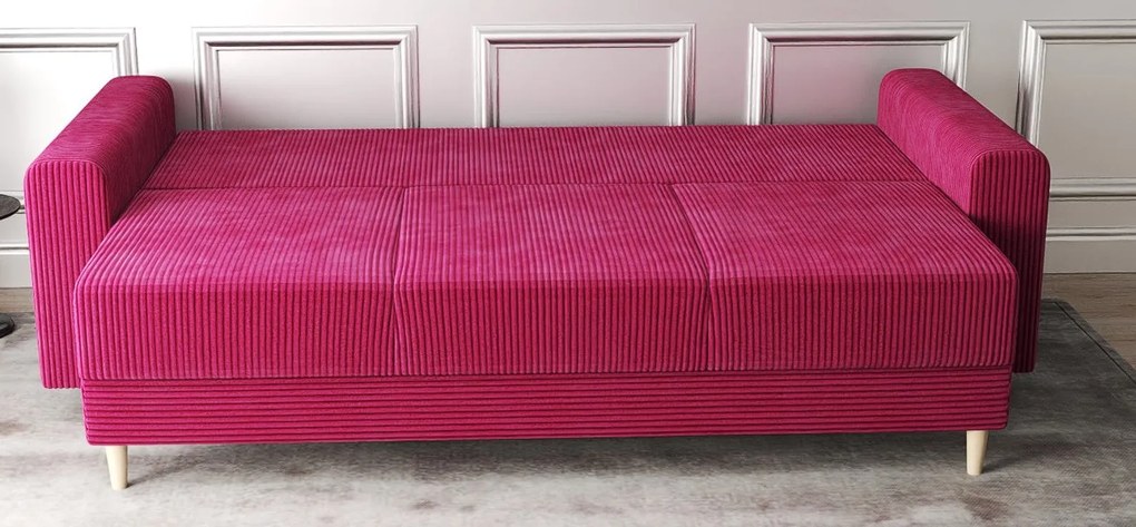 Canapea extensibilă dumonde cu ladă de depozitare si sezut confortabil din spuma high-density, Kronos Zoom Rosu 210x100 cm