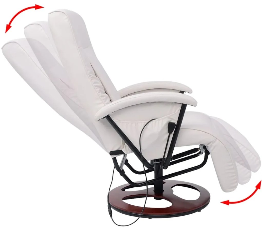 242509 vidaXL Fotoliu de masaj Shiatsu, alb, piele ecologică