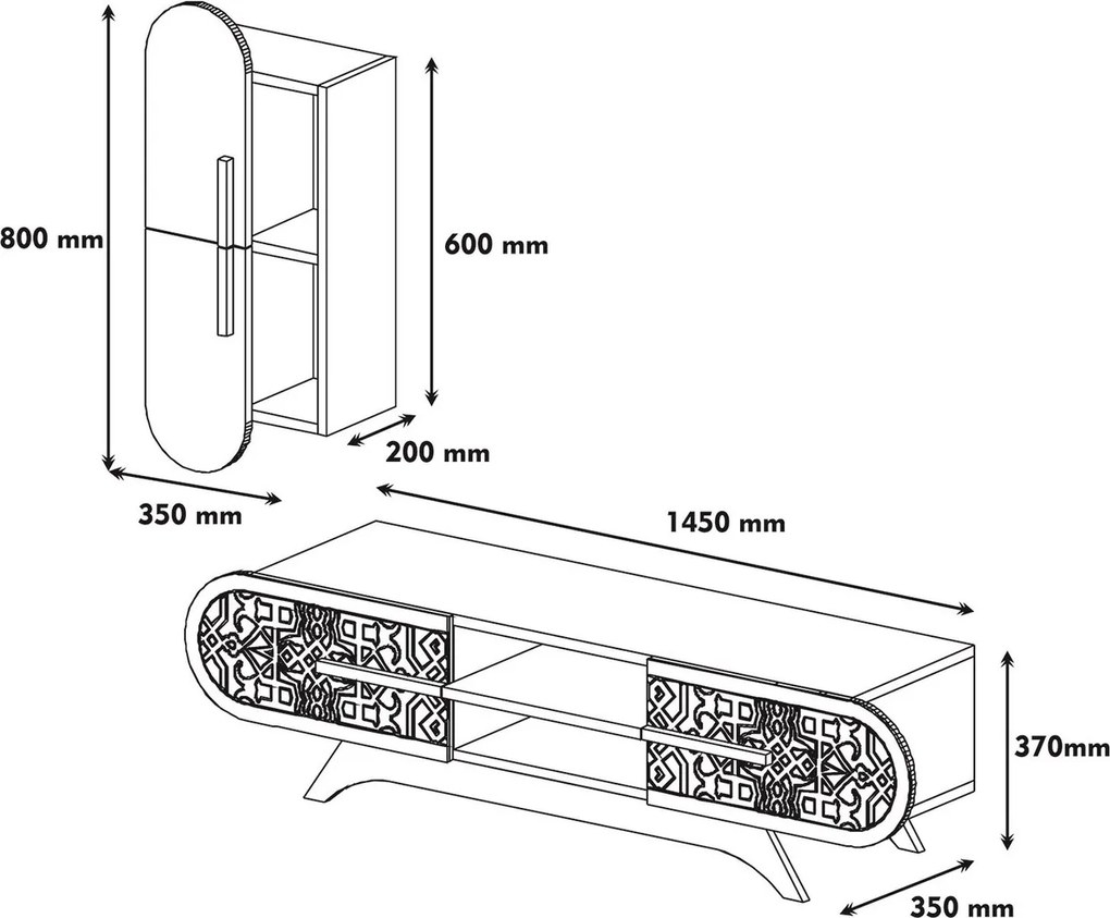 Comoda TV cu dulap Defne, Hommy Craft, alb/maro