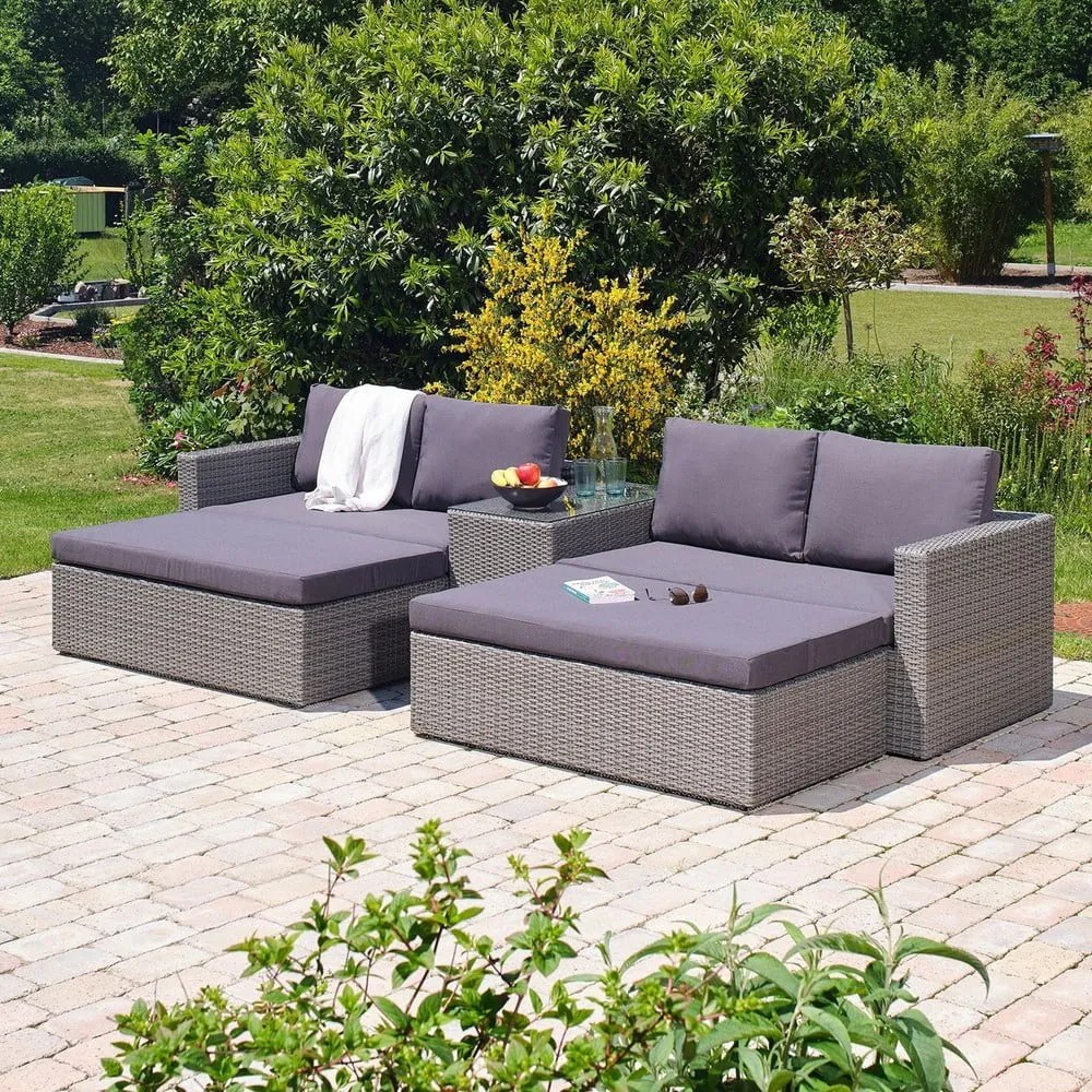 Set mobilier de grădină gri din ratan artificial pentru 4 persoane Drammen - Bonami Selection