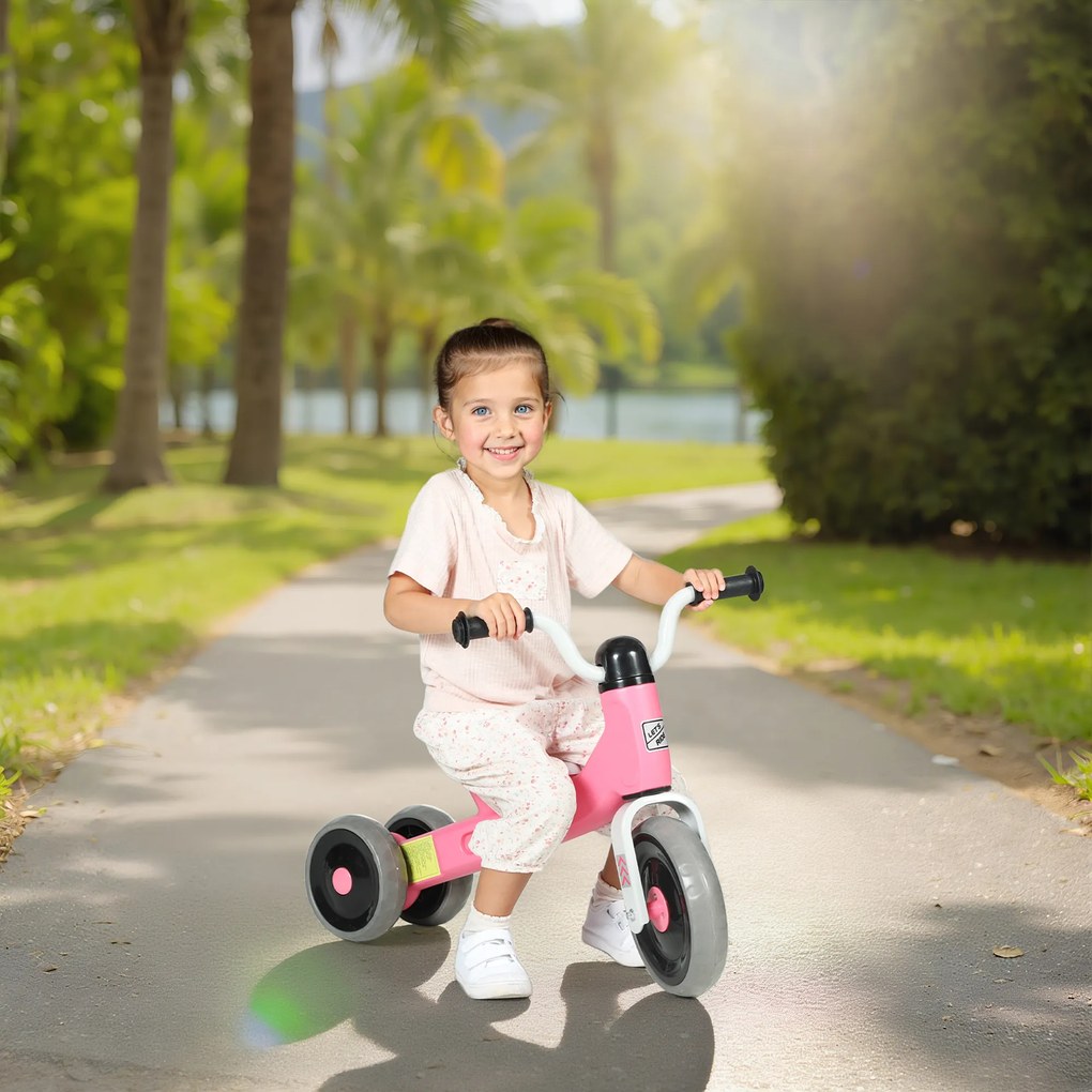 AIYAPLAY Bicicletă fără pedale bebeluși 1-3 ani până la 20 kg, bicicletă pentru copii fără pedale, 3 roți silențioase, 69 x 40 x 49 cm, roz | Aosom Romania