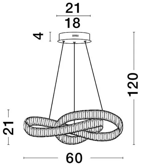 Pendul LED dimabil, cristal design elegant CONCETO auriu