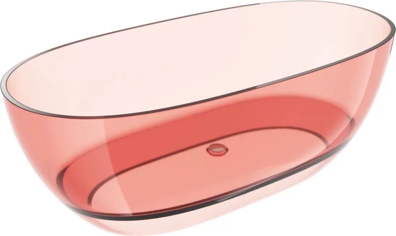 Mexen Pure coral cadă freestanding transparentă 170 x 80 cm, scurgere cromată - 58071708004