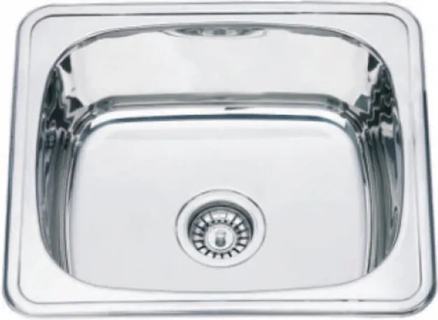 Chiuveta inox Inter Ceramic cu o cuva fara picurator finisaj inox lucios 48x42 cm