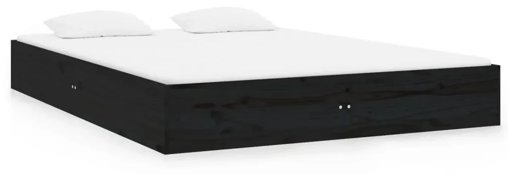 820076 vidaXL Cadru de pat mic dublu, negru, 120x190 cm, lemn masiv