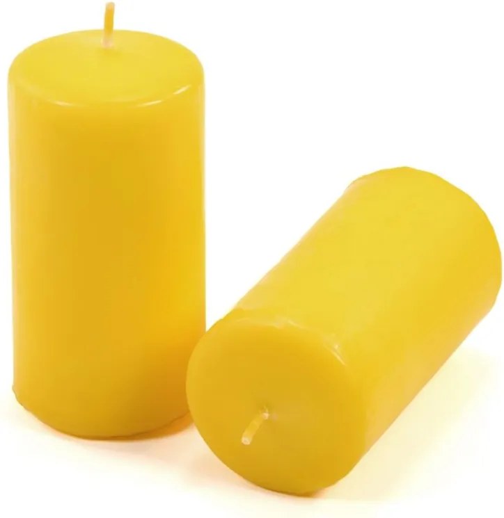 Set de lumânări pilon, 10 cm, Ø 5 cm, galben, 8 buc.