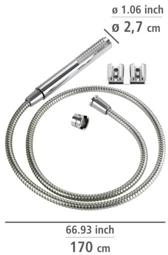 WENKO Duș DUO 81340100, 170 x 2,7 cm, crom lucios/argintiu/gri