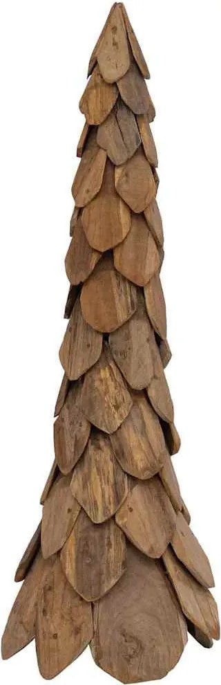 vidaXL Brad de Crăciun cu suport Maro 111 cm Lemn masiv de tec