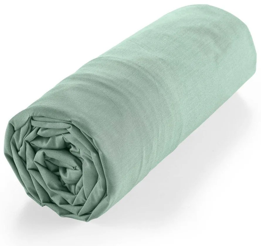 Cearceaf verde deschis din bumbac organic cu elastic 140x190 cm Biolina – douceur d'intérieur
