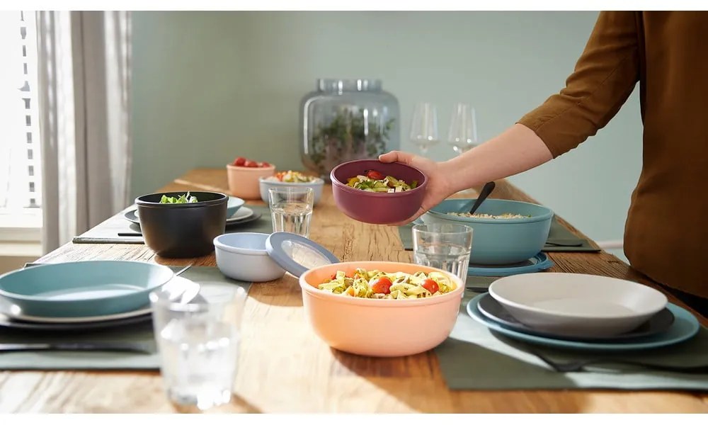 Bol cu capac Mepal Nordic, 350 ml, albastru